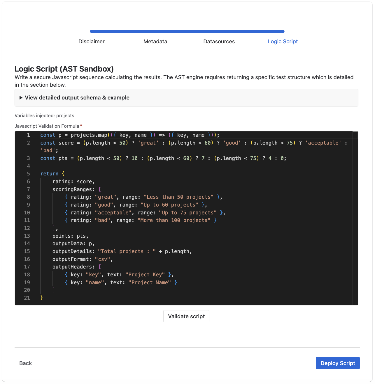 Build Your Own Test script editor interface